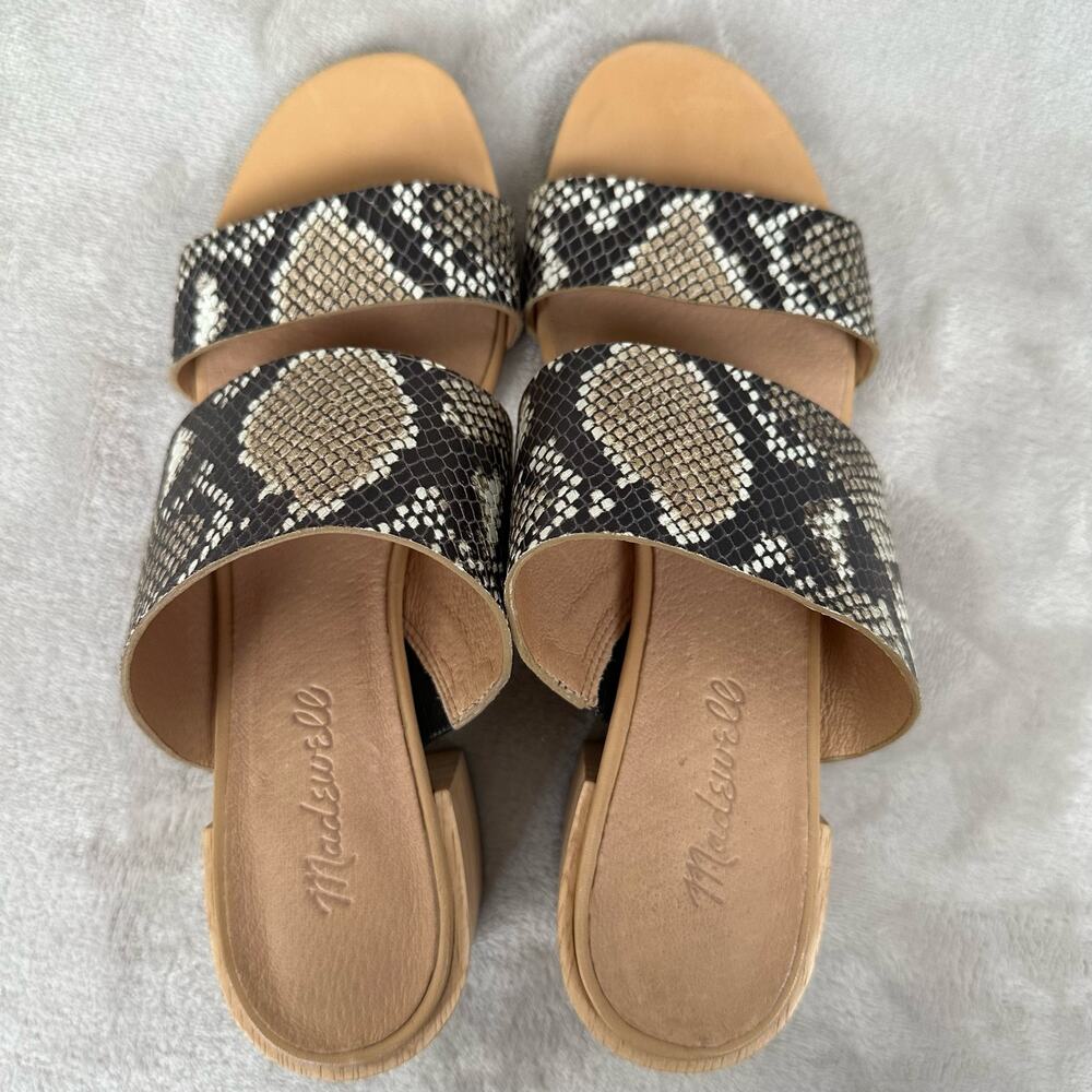 Madewell Shoes Womens 9 Kiera Mule Sandal Snake Embossed Leather Chunky Heel - Picture 6 of 11